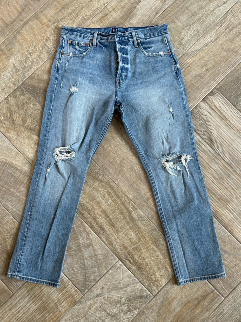 Gap “Cone Denim” Distressed Cigarette Jeans Size 31